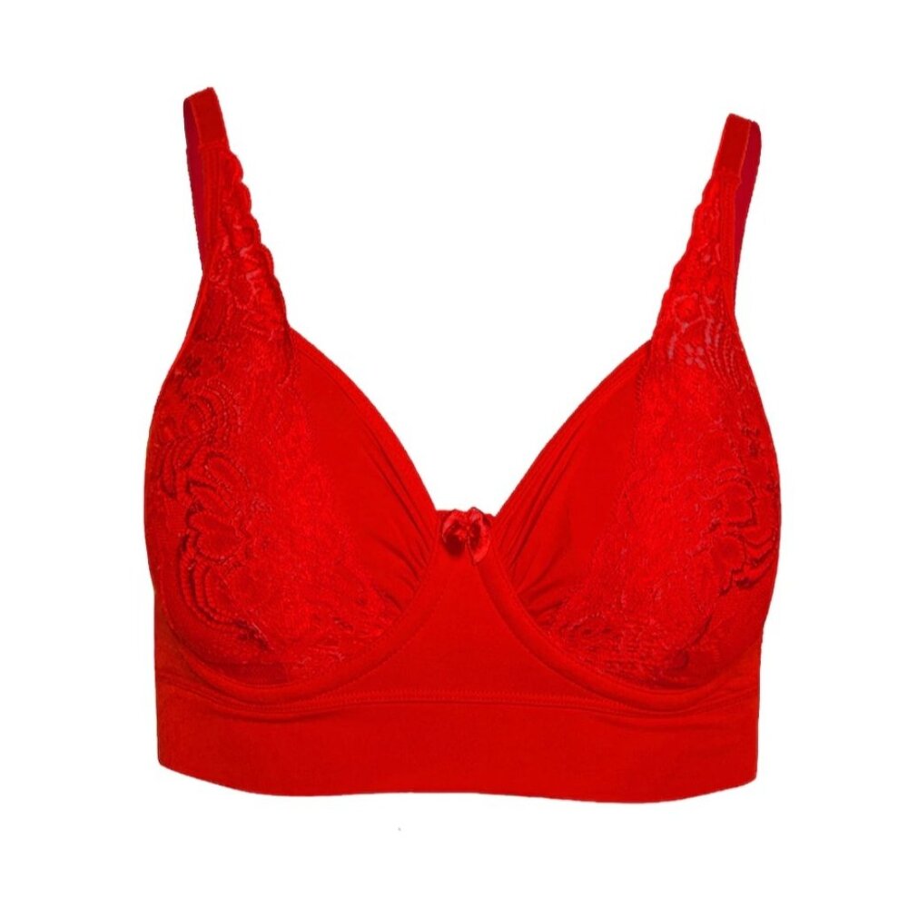 Rhonda Shear Butterknit No Wire Underwire Bra with Lace Size 1X Intimate 229.15